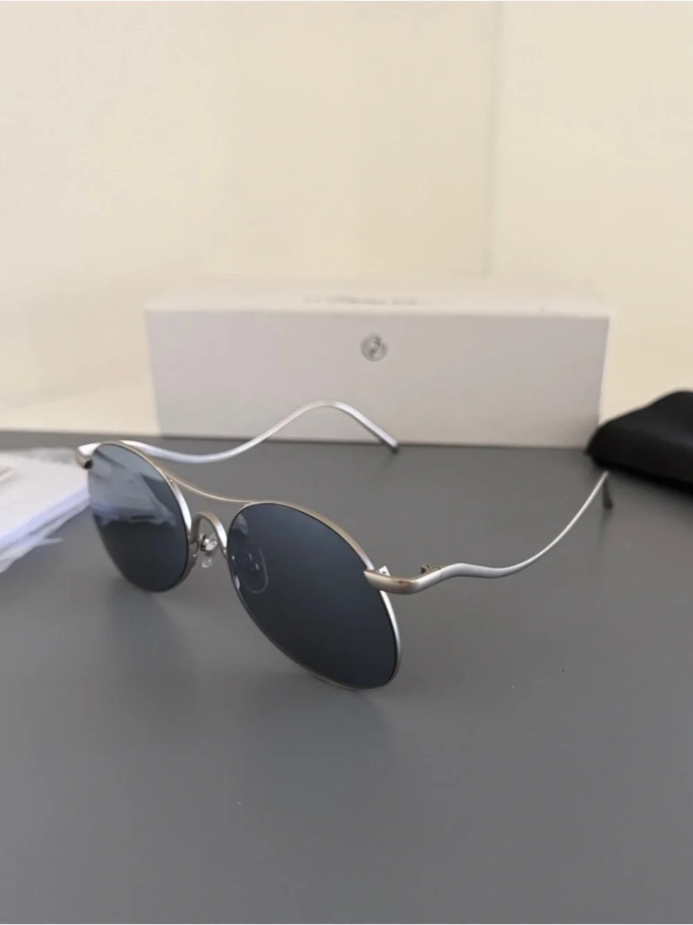 3.1 Phillip Lim x Linda Farrow PL177 Titanium White Gold Aviator Sunglasses Set